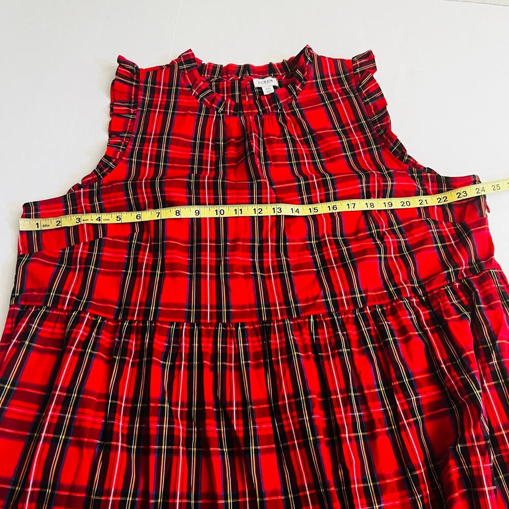 J. Crew Tartan Plaid Tiered Sleeveless Dress Size 20 Red Multicolor - Picture 8 of 10
